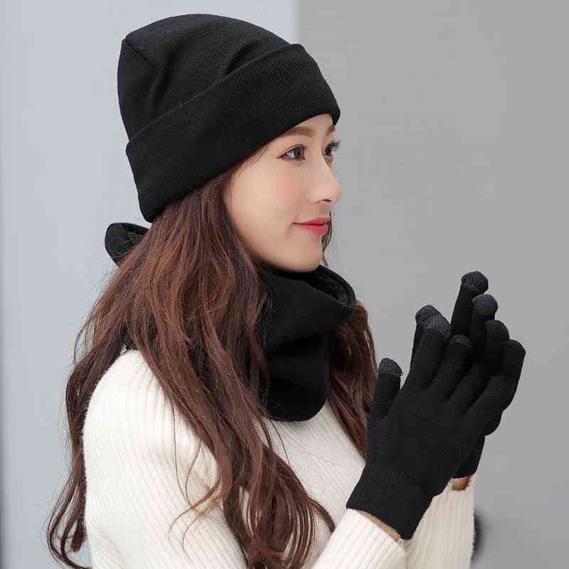 Women Winter Warm Hats, Scarves And Gloves Set