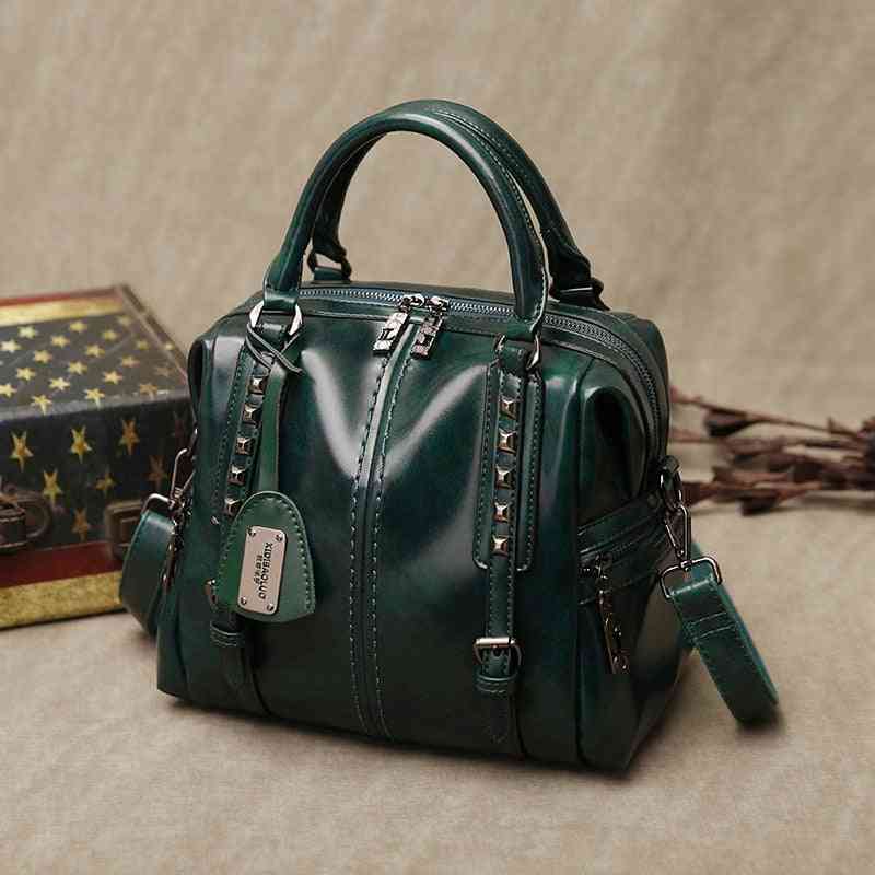 Vintage Genuine Leather, Oil Wax Luxury Handbags
