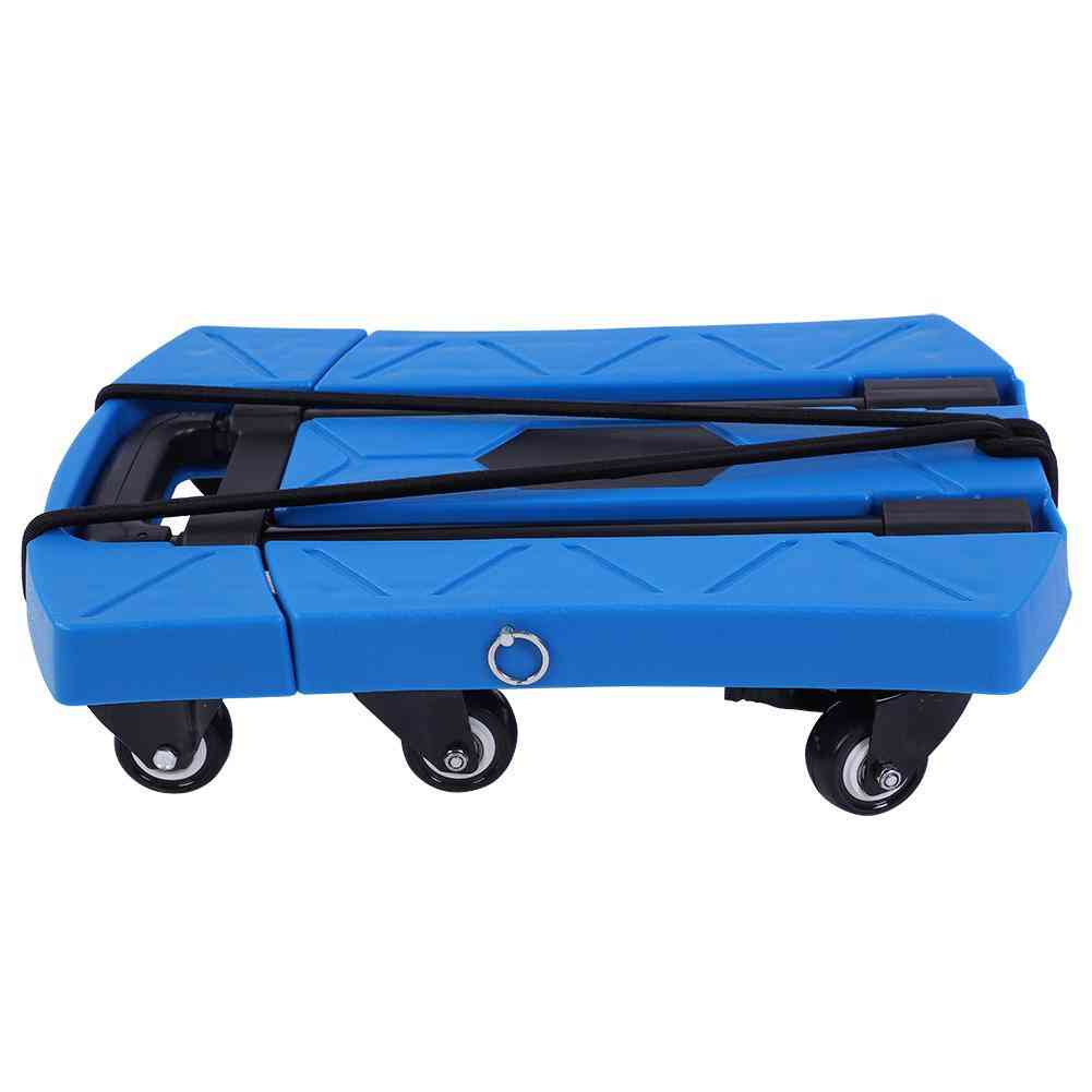 6 Räder klappbarer tragbarer Teleskopgriffwagen, blauer Haushaltseinkaufswagen