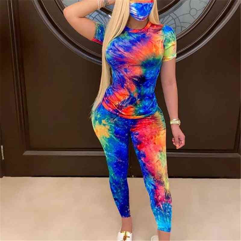Tie-dye Two Piece Set Women Summer Clothes Casual Sportswear Outfit
