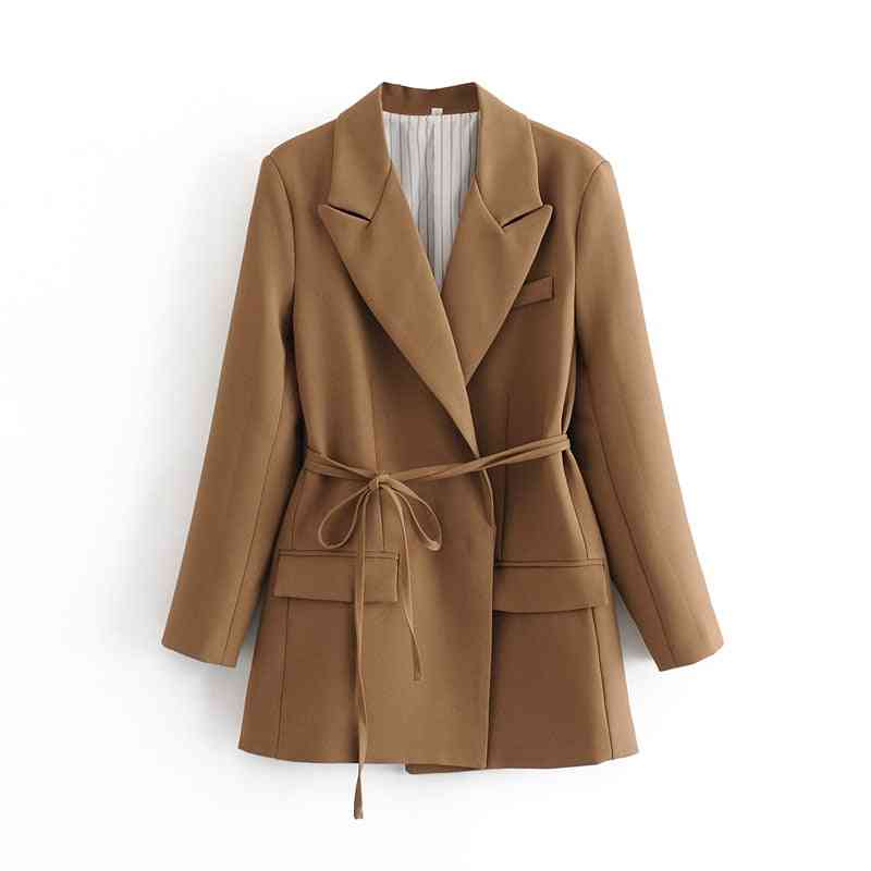 Women Vintage High Quality Brown Suit Set