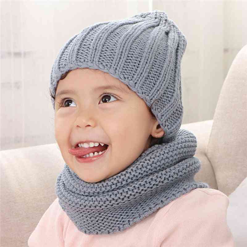 Solid Acrylic Knit Hat And Scarf For