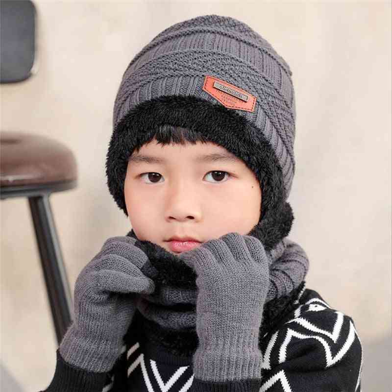 Child Winter Knitted Hat Scarf & Gloves Set
