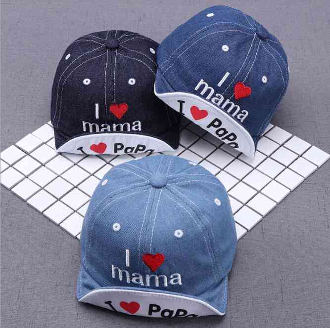 Fashion Denim Baby Letters Hat, Kids Baseball Caps