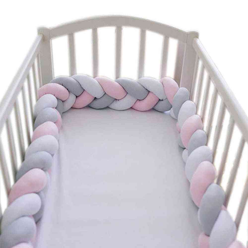 Baby crib bumper plush nursery cradle decor knotted trenzado junior bed sleep