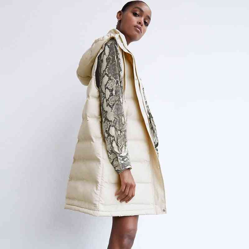 Casacos de colete, jaqueta de algodão com capuz com zíper