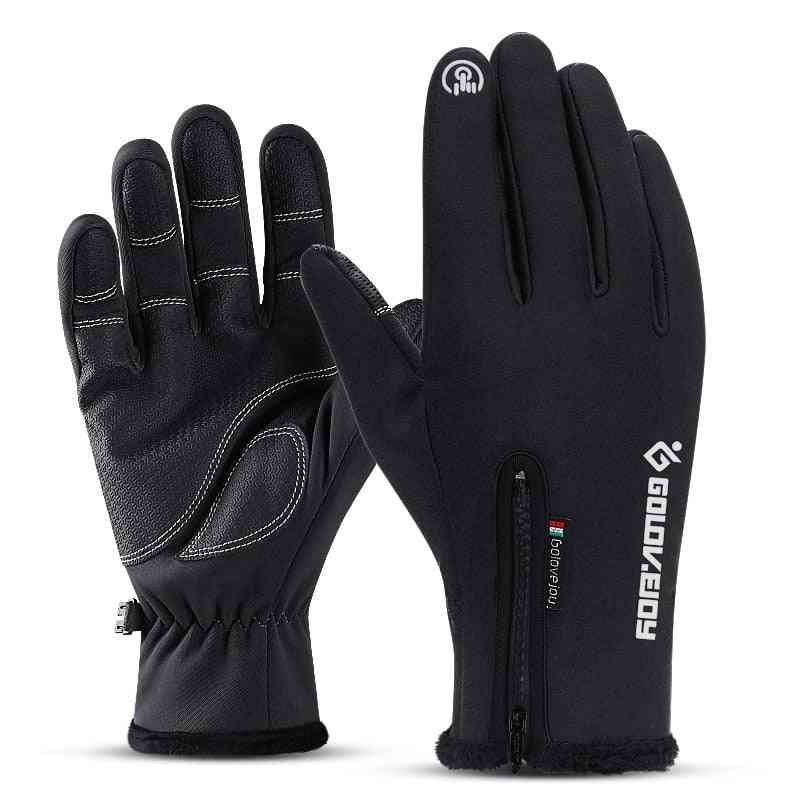 Nepremokavé vetruodolné protišmykové zimné cyklistické páperové teplé rukavice