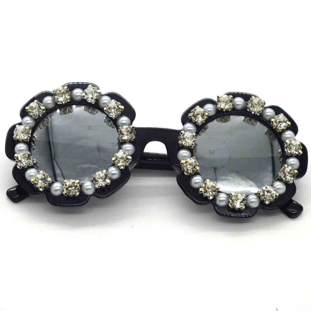 Small Round Shaped, Handmade Diamond Sunglasses