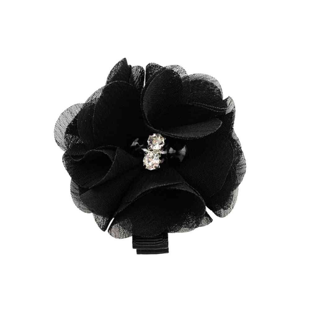 1 Pcs Baby Girl Hair Solid Chiffon Flower Clips
