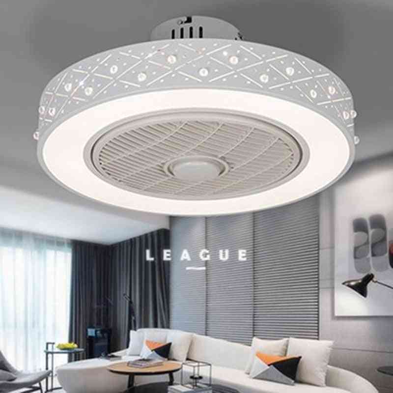Iron Ceiling Fan Light, Led Lighting Dimmable Bedroom Fans Lamp