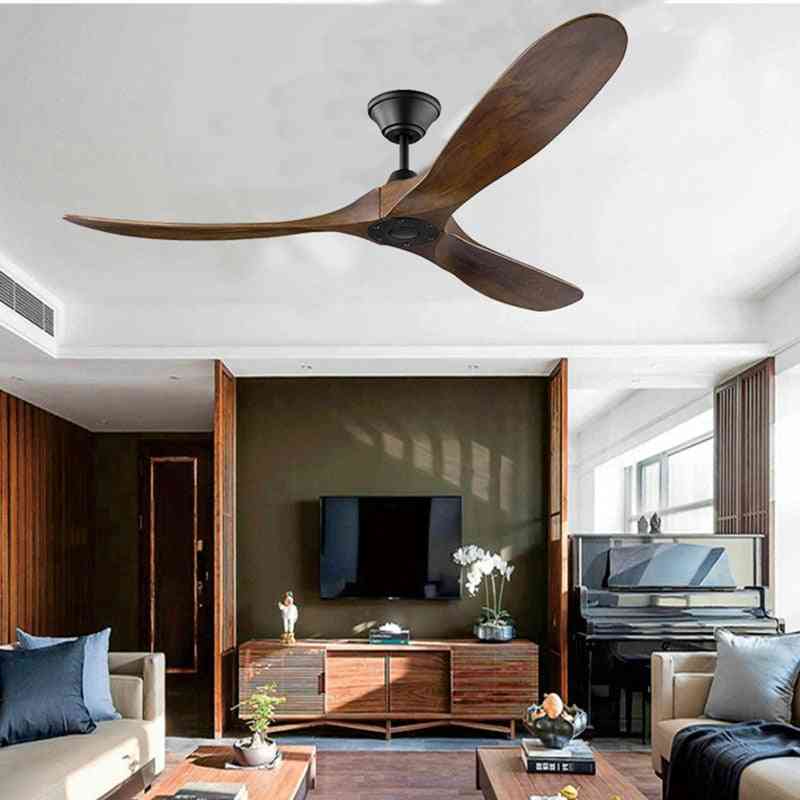 Ventilatore da soffitto vintage in legno senza luce