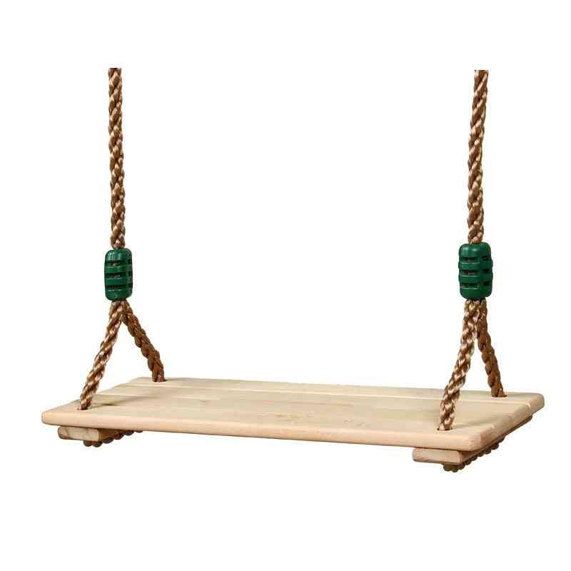 Children Outdoor Garden Four Board Antiseptic Wooden Swing With Rope