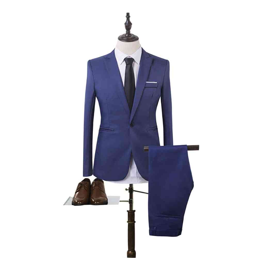 Spring Men Business Blazer & Pants Suit Set