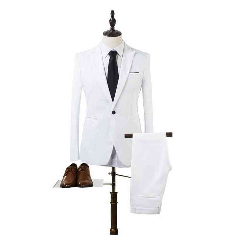 Spring Men Business Blazer & Pants Suit Set