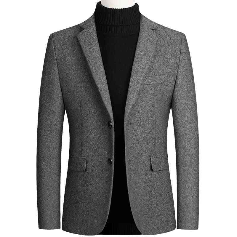 Men's Wool Thick Classic Business Suits Jacket, Luxurious Slim Blazers