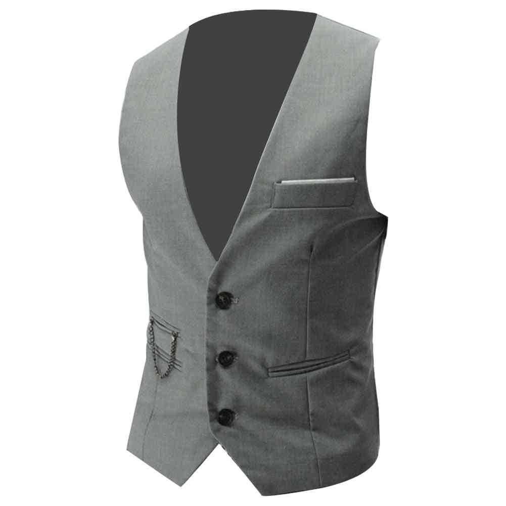 Men Waistcoat, V Neck Sleeveless Plus Size, Formal Business Jacket