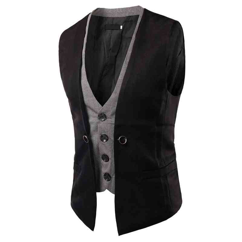 Singlet Breasted Patch, Slim Suit, Two-pieces Sleeveless, Waistcoat
