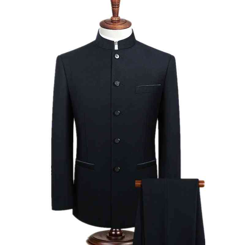 Chinese Style- Stand Collar Slim-fit, Two-piece, Suit Coat Pants's