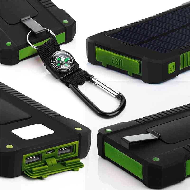 30000mah, Dual Usb And Portable Solar Panel External Battery Power Bank
