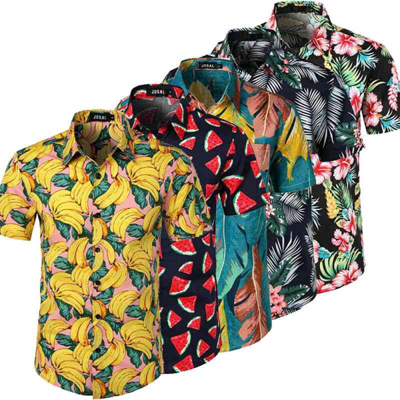 Camisa casual con estampado floral de playa para hombre