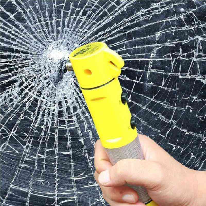 Car Safety- Hammer Escape, Glass Window Breaker, Seat Belt Cutter, Warning Light