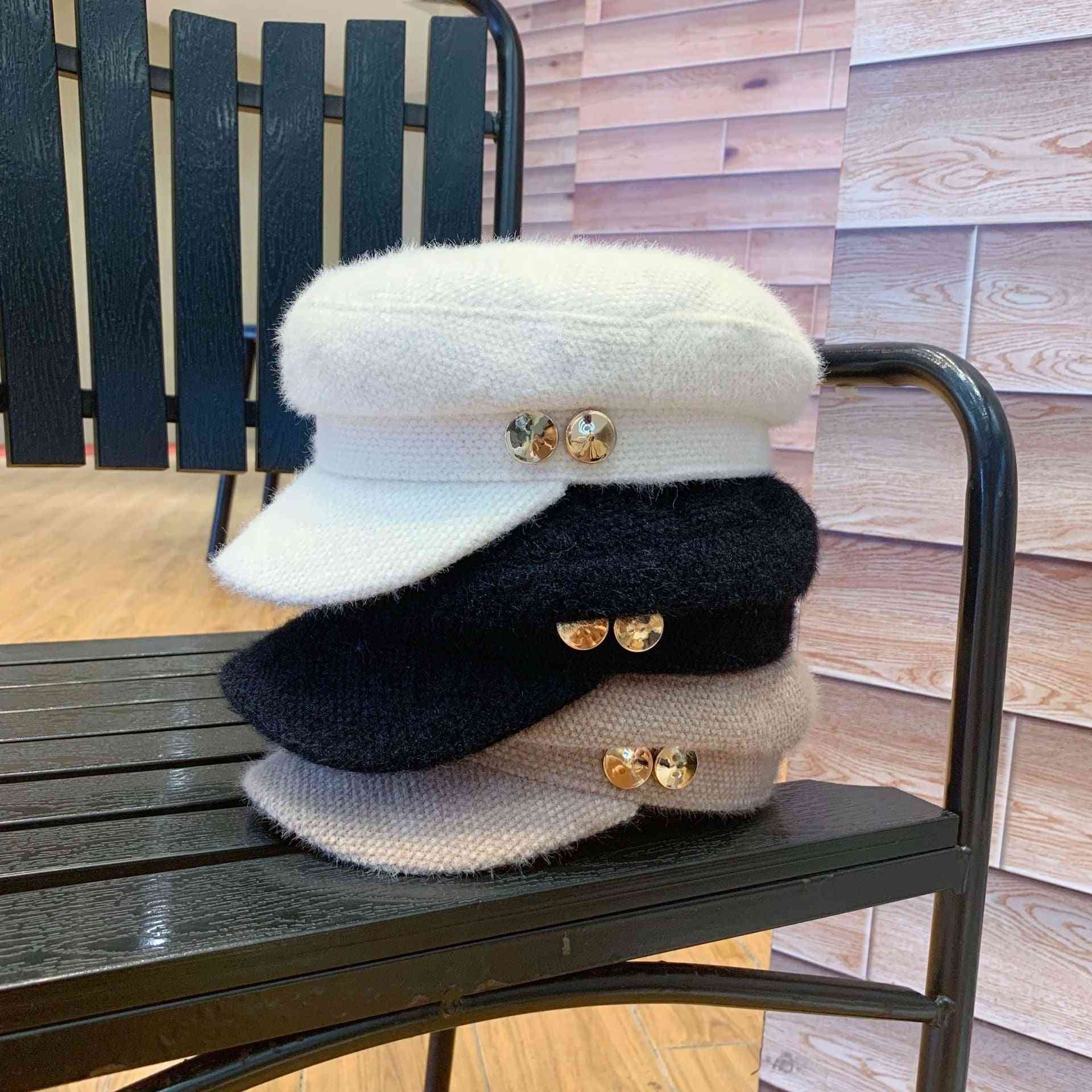 Vinter varm ottekantet hat, fritidsvisir hue til kvinder