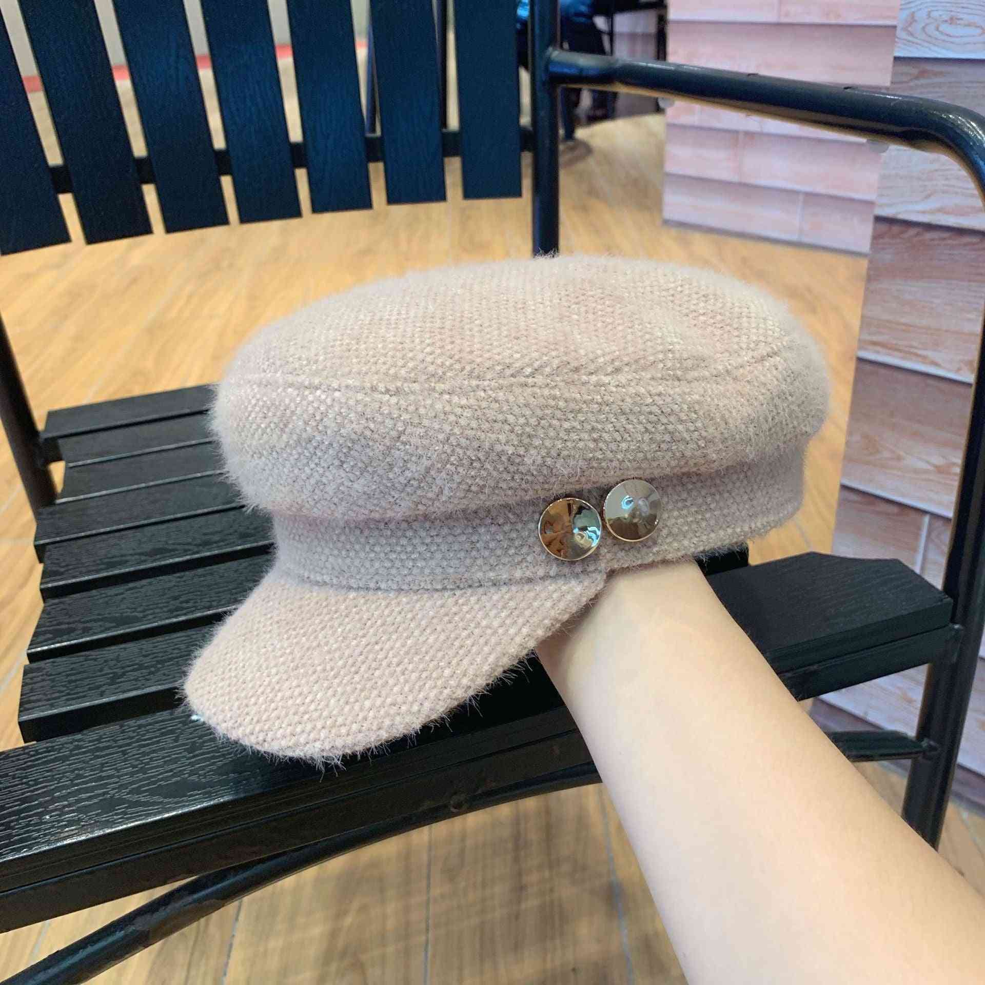 Vinter varm ottekantet hat, fritidsvisir hue til kvinder