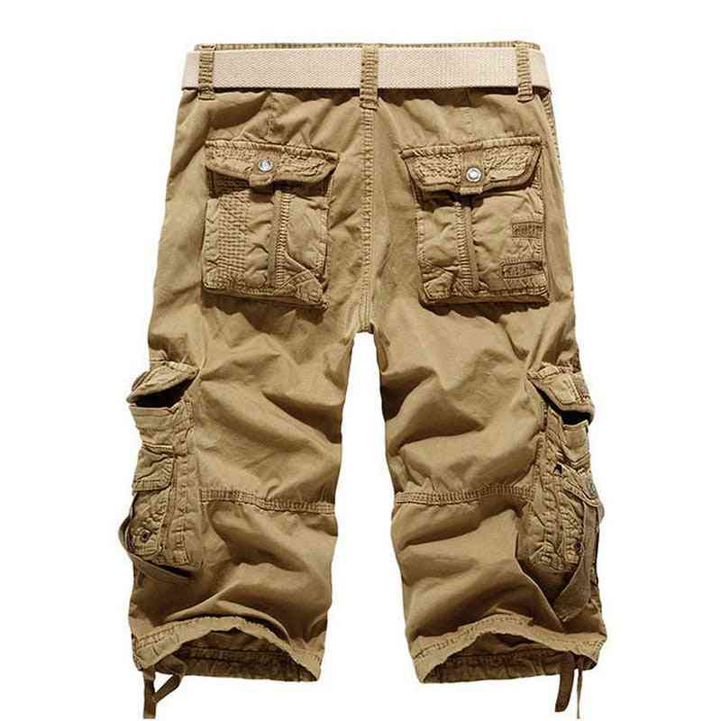Calças casual com vários bolsos, militar cargo, shorts