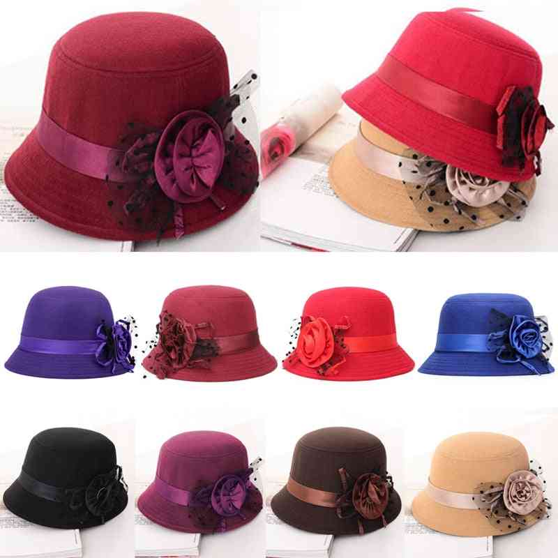 Elegant formel fedora uld, blomster bowler hat