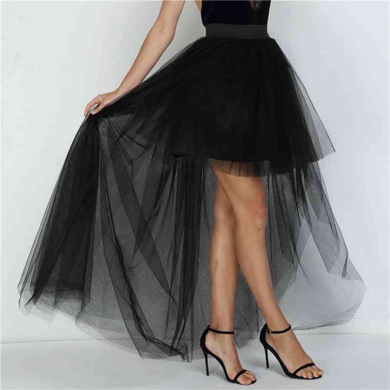 High Waist Irregular Tulle Skirt, Fashion Long Gown For Woman