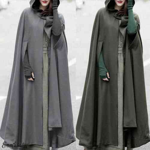 Womens Long Cape Cloak Hooded Coat For Winter-poncho Cardigan