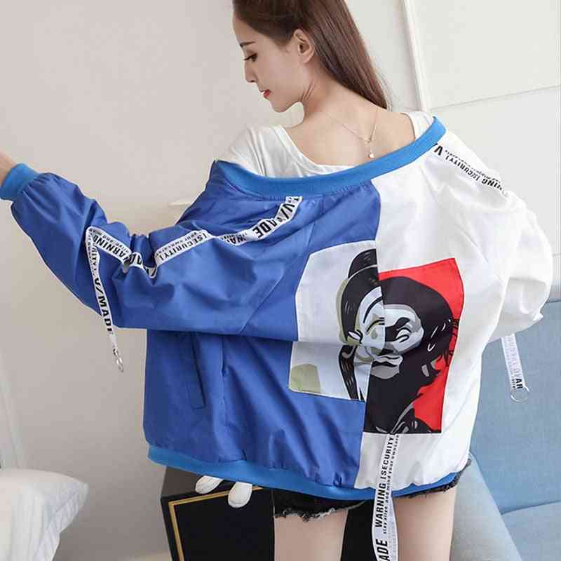 Clown Print Fashion Thin Chic Windbreaker Outerwear Bomber Baseball Jacket