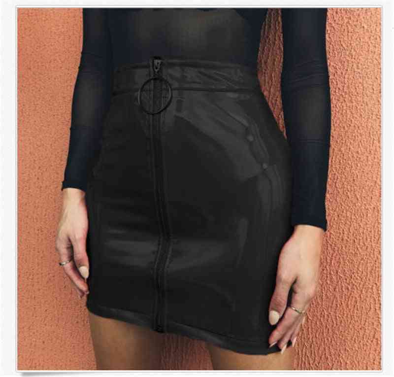 High Waist, Faux Leather, Mini Pencil Skirt