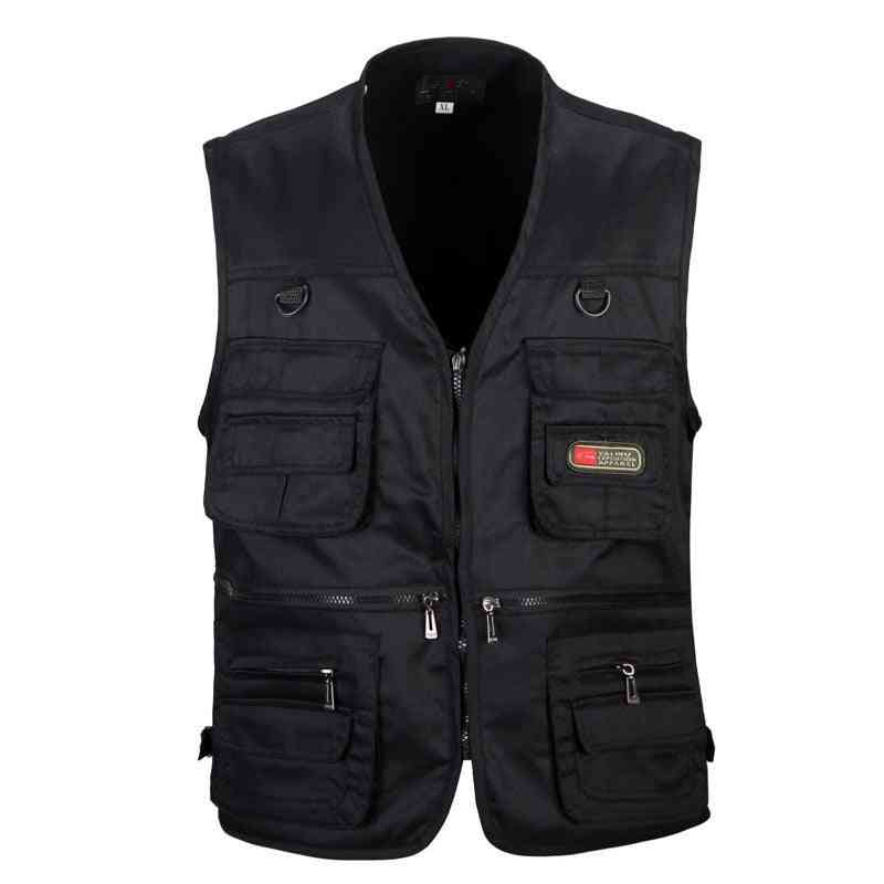 Male Vest, Cotton Sleeveless Jackets, Casual Fishing Vests With Many Pockets, Unloading Waistcoat