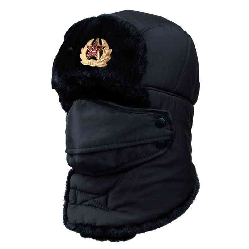 Inverno caldo paraorecchie cappelli bomber sciarpa e donne, berretto di copertura del viso