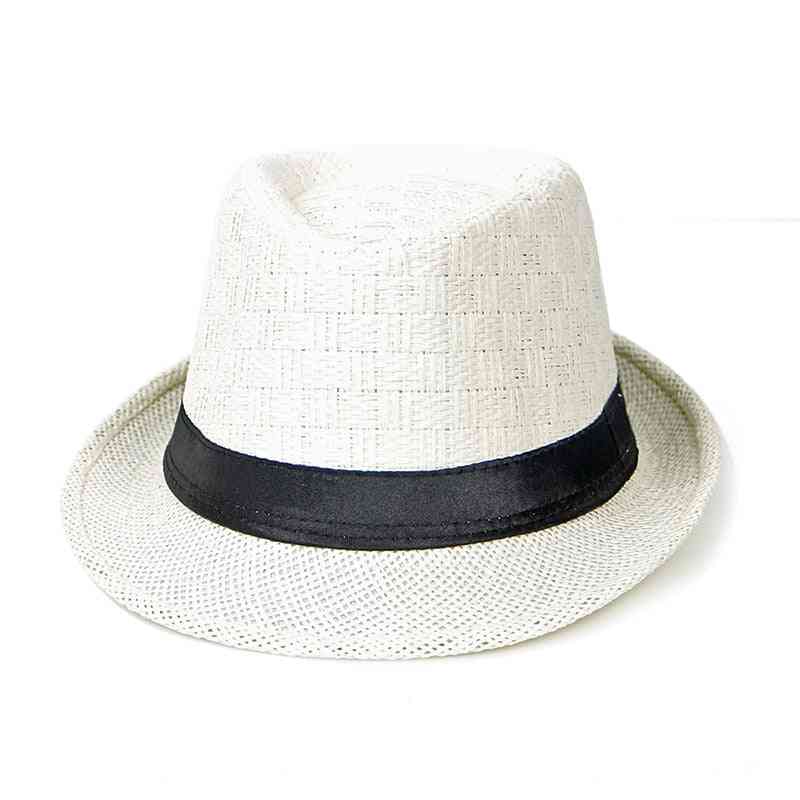 Chapeaux de paille de cowboy d'été - casquette panama de plage solide pour homme
