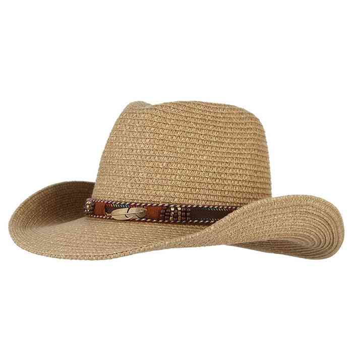 Unisex letný westernový kovbojský slnečný klobúk