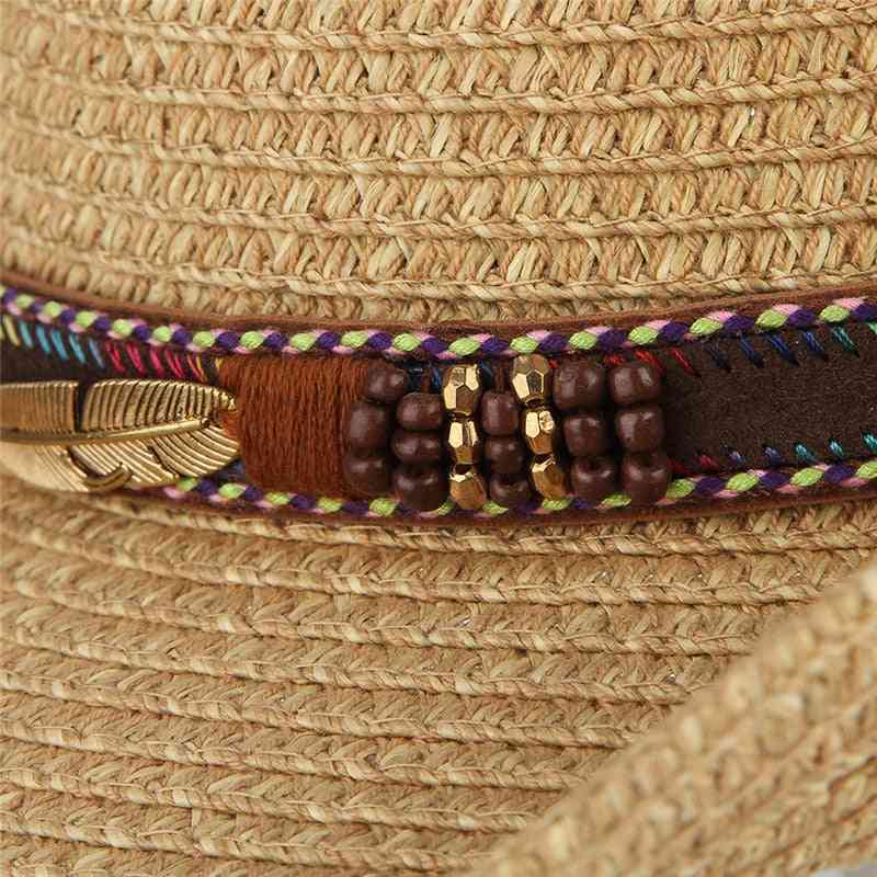 Unisex letný westernový kovbojský slnečný klobúk