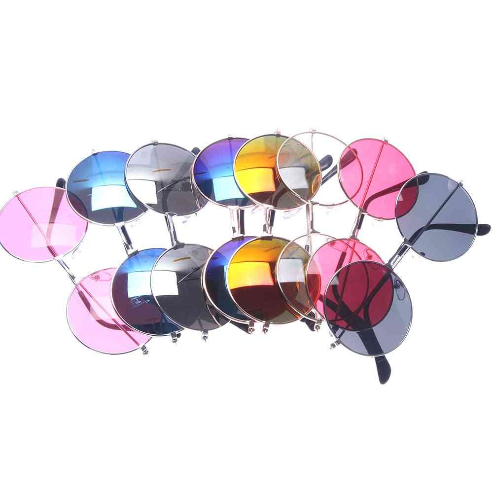 Módne retro okrúhle slnečné okuliare z plastového rámu, okuliare