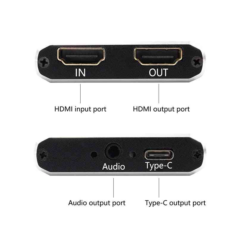 HDMI-videoinspelningskort, USB 3.0 typ C, inspelare för PS3 / PS4 / TV-box