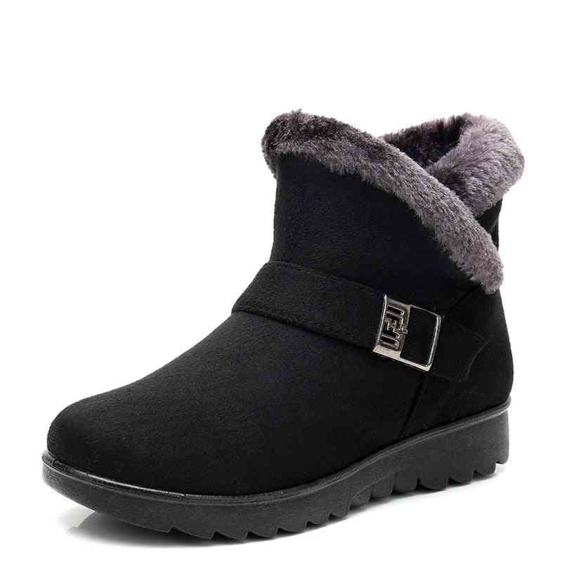 Winter Warm Short Fur Plush Ankle Plus Size Platform Boot, Women Shoes