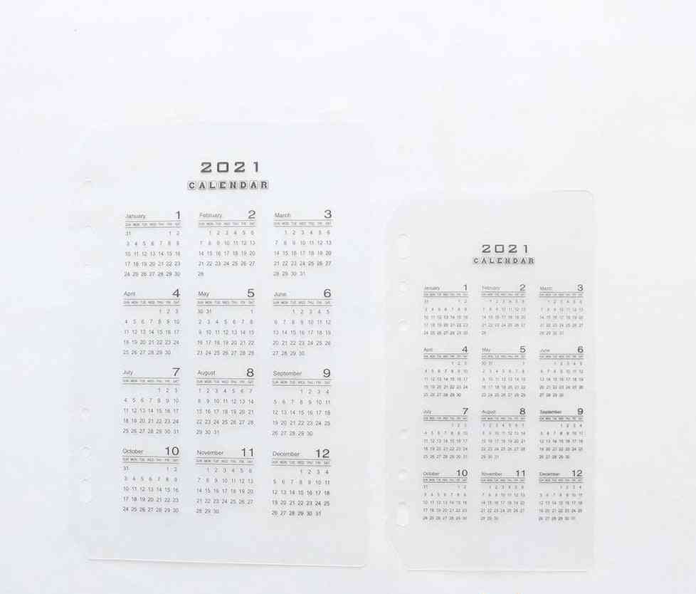 Index transparent, calendar divizor pentru liant cu 6 inele, caiete spirale