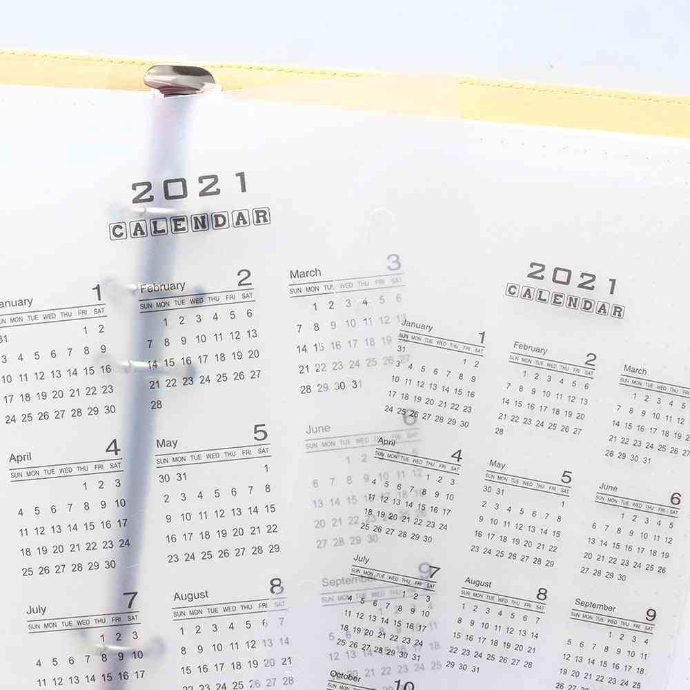 Przeźroczysty indeks, przekładka kalendarza na sześciopierścieniowy segregator, notesy na spirali