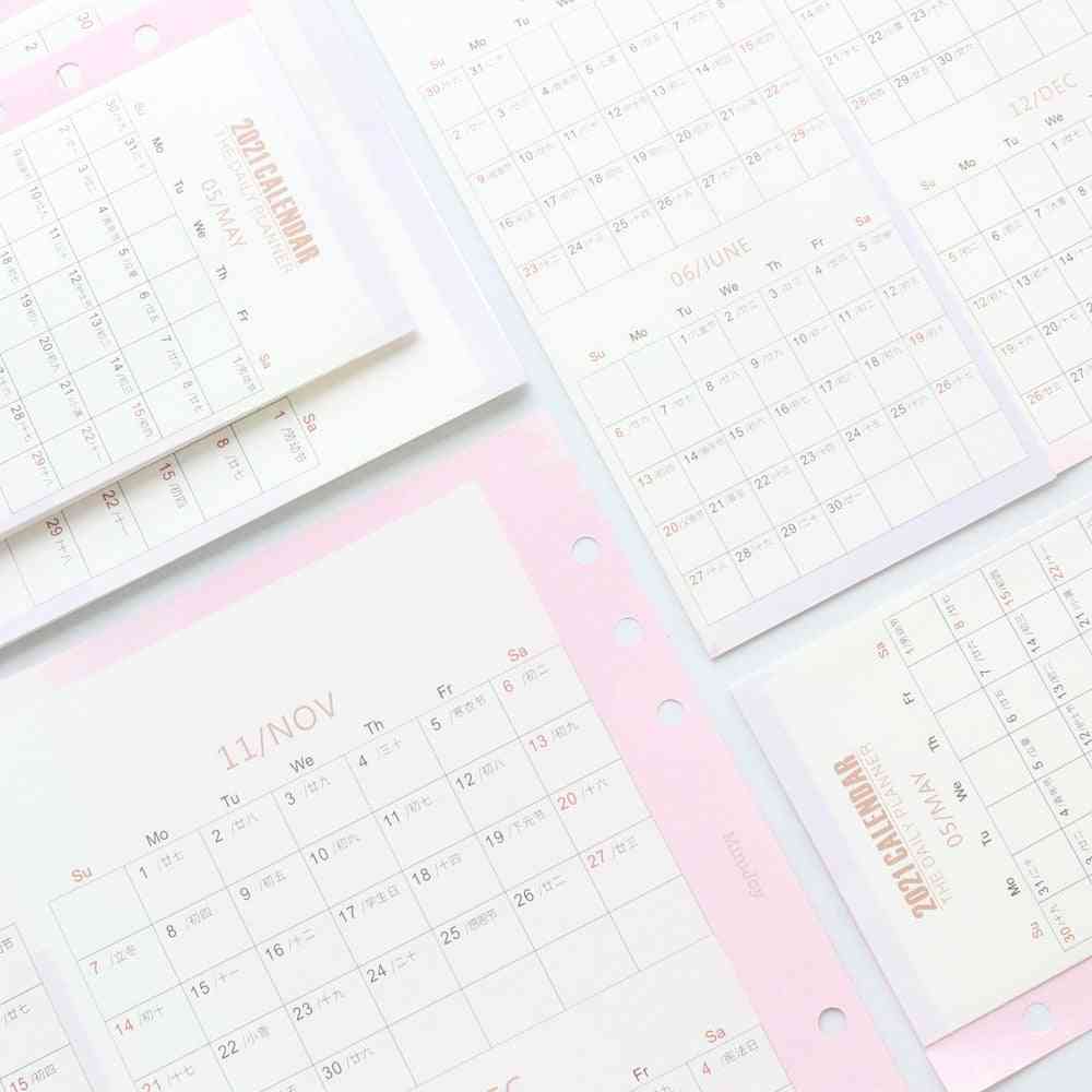 6-holes Refilling, Inner-sheets Calendar, Yearly Planner, Notebooks For Binder