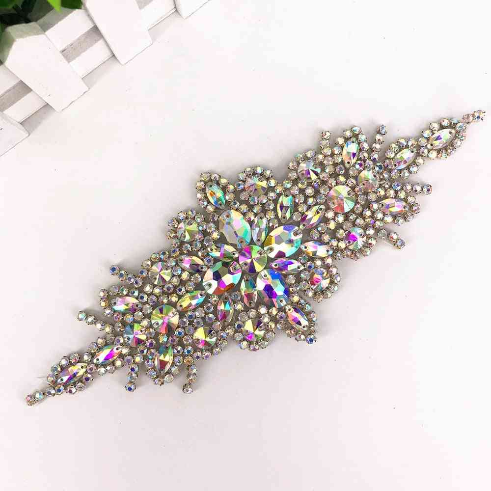 Base crystal diy vestido de noche prom apliques de novia de diamantes de imitación de alta calidad