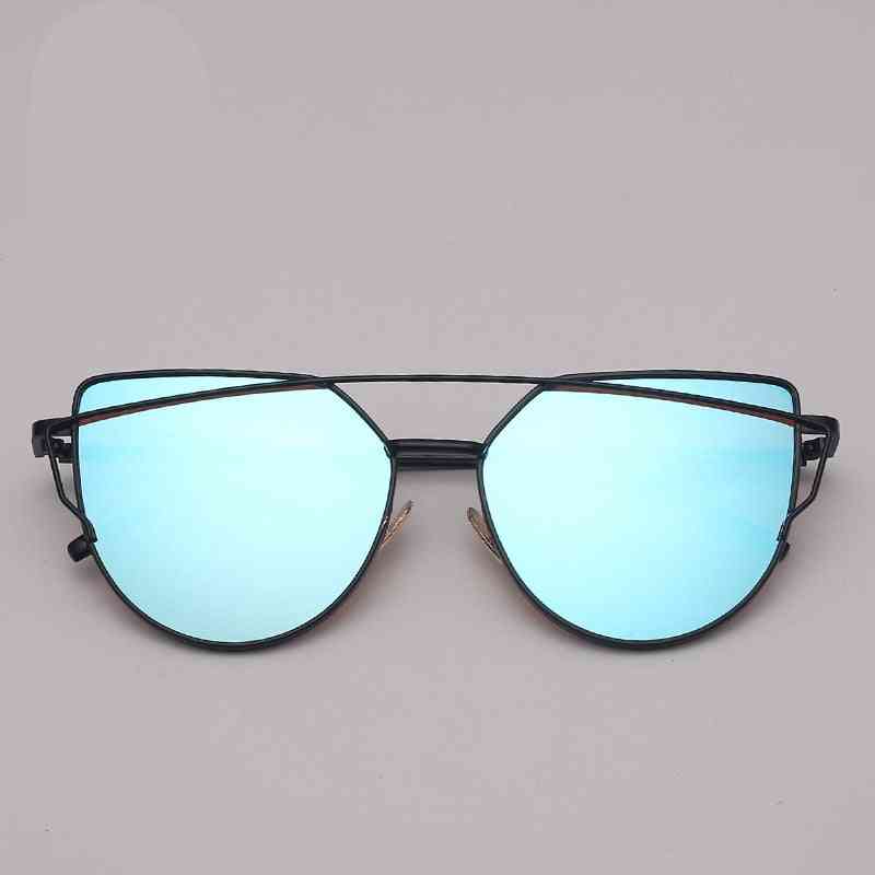 Cat Eye Sunglasses, Vintage Metal Reflective Glasses