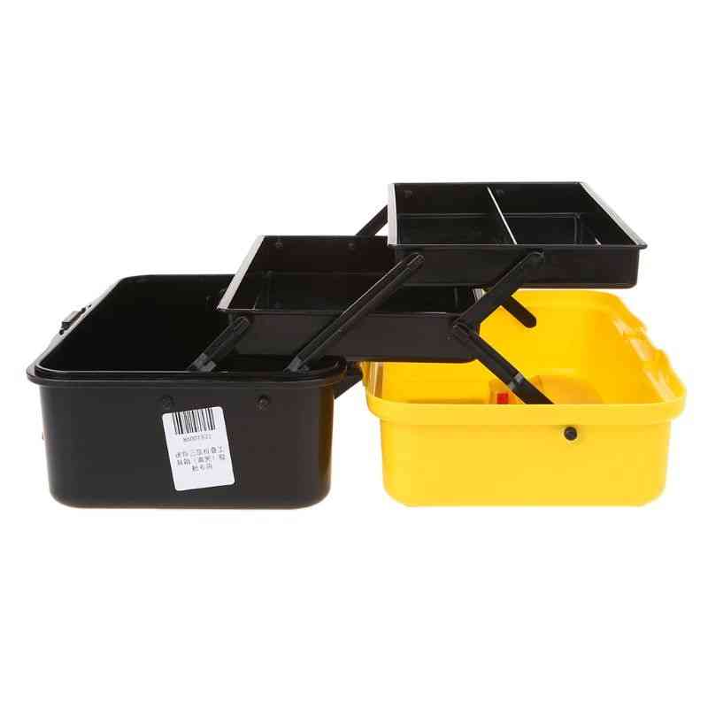 3-layer Folding Tool Storage Box, Multifunction Car Repair Container Case