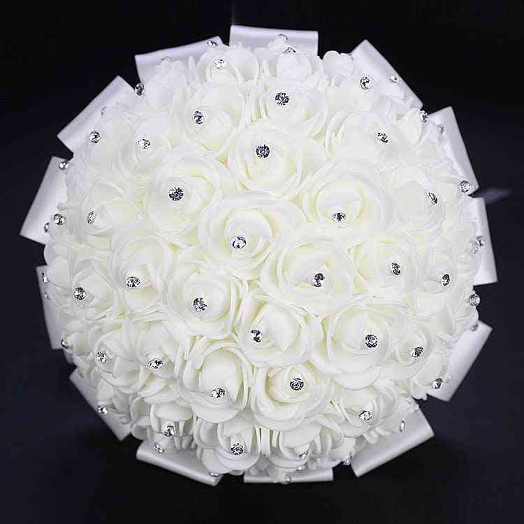 Buchete de nuntă artificiale, floare de trandafir făcută manual - accesorii de nuntă