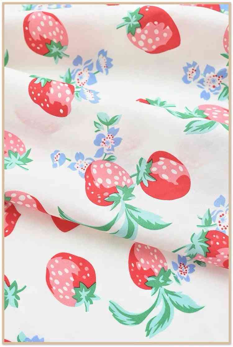 Cotton Printed Strawberry Fabric For Clothing