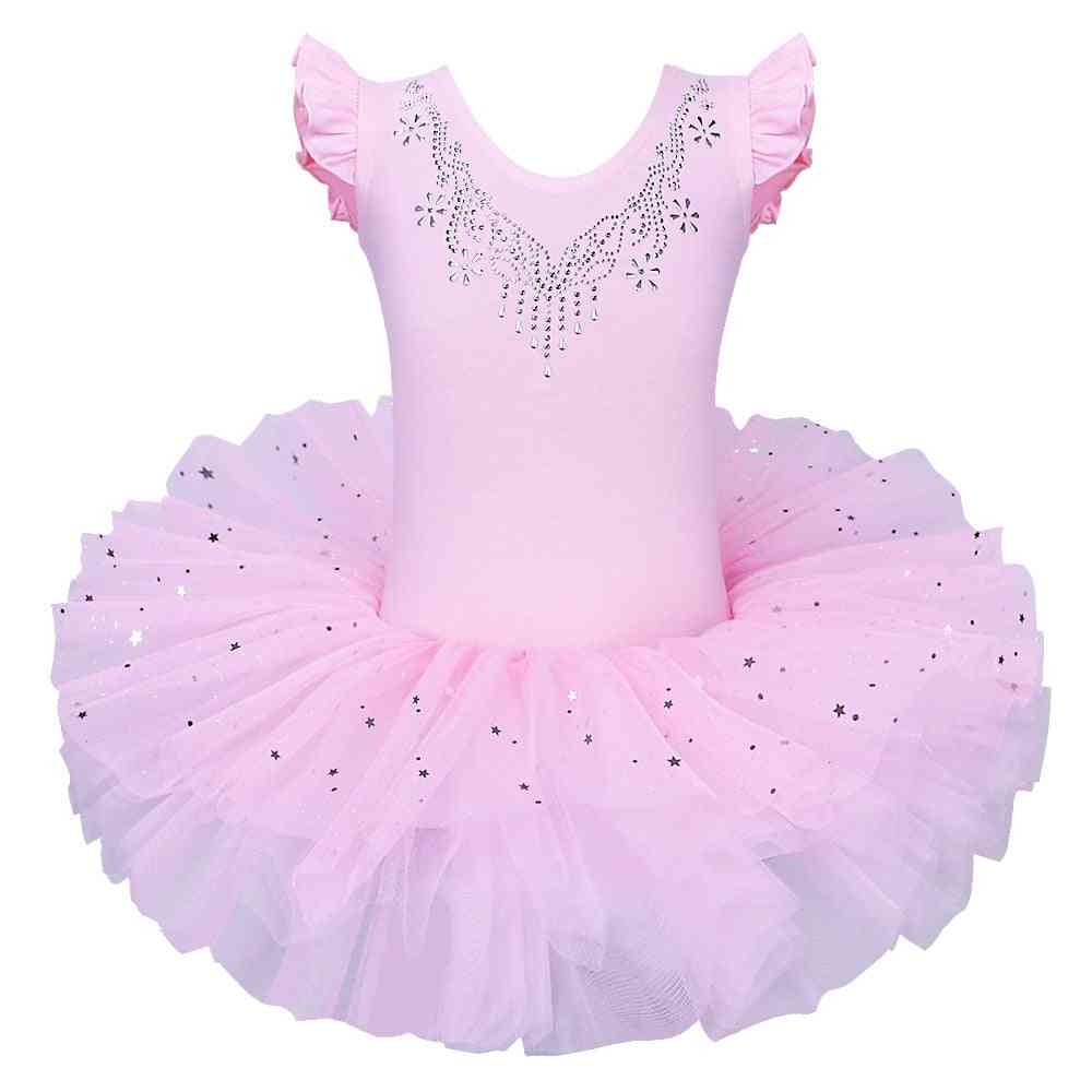 Girls Ballet Tutu Tulle Dress, Sleeveless Gymnastics Leotard Diamond Leotard